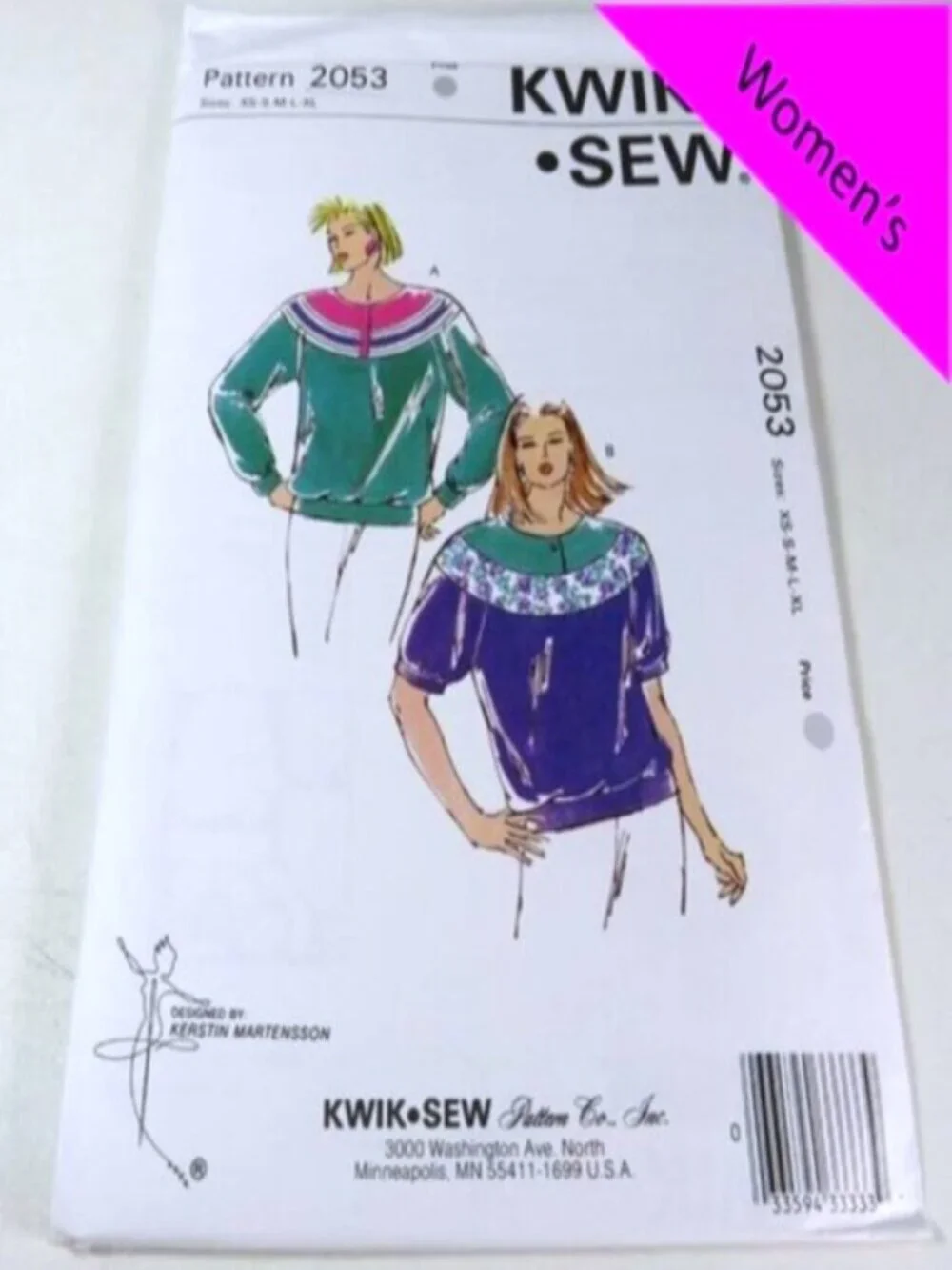 Vintage Kwik Sew 2053 | Misses' Oversized Sweatshirts Pattern | XS-XL UNCUT NEW